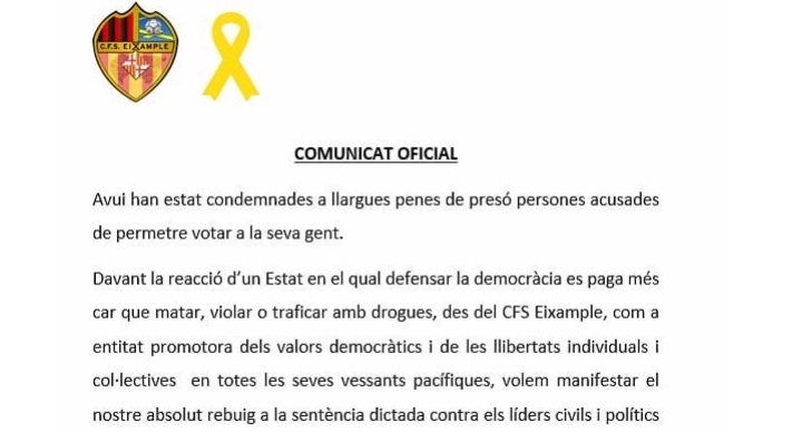 Comnicat oficial sobre la sentència del Suprem